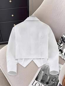 Áo sơ mi nữ vạt lệch kẻ sọc/trắng/đen kèm cà vạt: Kết hợp phong cách miền Tây cổ điển, hoài cổ và giản dị, phù hợp với phụ nữ sành điệu trong các dịp hàng ngày và hẹn hò, cũng thích hợp cho sinh viên trở lại trường và tham dự các bữa tiệc trong khuôn viên trường. Mùa xuân - trắng - Xem 2