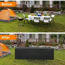 [Cubierta negra resistente a los rayos UV y a la nieve] 1 pieza Cubierta de muebles de patio resistente - Protector de mesa de poliéster 210D para exteriores, con sujetadores elásticos, impermeable, a prueba de lluvia, a prueba de nieve, a prueba de polvo, a prueba de viento, resistente a los rayos UV y resistente al sol - Negro - Ver 6