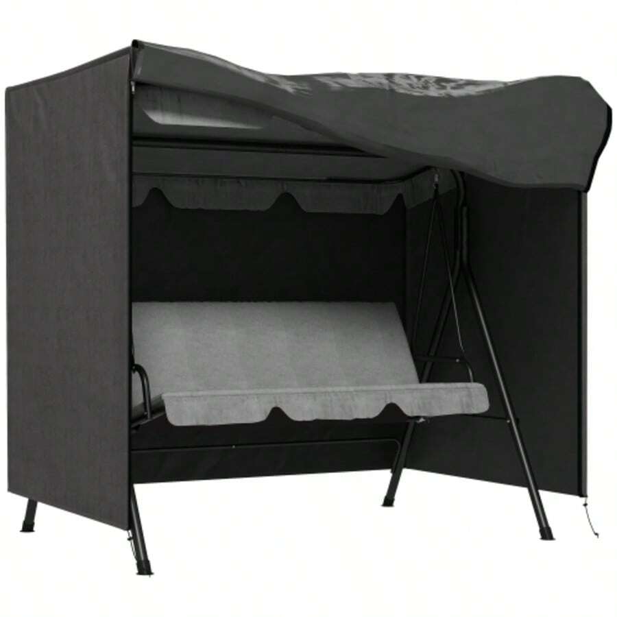Outsunny Capa de Balanço de 3 Lugares, Repelente de Água, Capa Protetora à Prova de Inverno para Balanço de Jardim, Lona Resistente a UV, Capa, Tecido Oxford 420D Resistente a Rasgos, 177 x 114 x 152 cm, Cinza Escuro