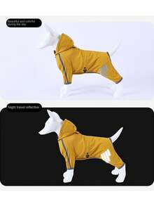 1pc Dog Waterproof Jacket Raincoat, Reflective Hooded Rain Jacket For Small Dogs Cats, Lightweight Dog Clothes With Leash Hole, Windproof Snowproof - Blue - View 10