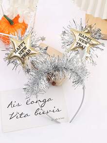 1 pieza Diadema navideña con lentejuelas en forma de pentágono, accesorio para el cabello de fiesta de Año Nuevo que crea ambiente, cinta para el cabello