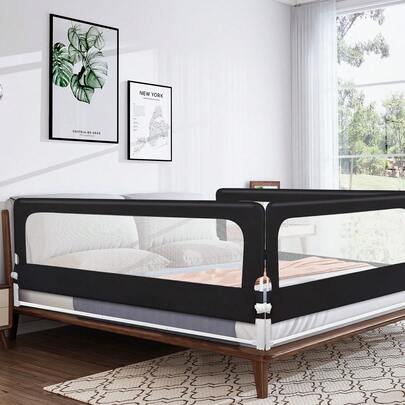 Sponda per letto 200cm/180cm/150cm sponda per letto per neonati con altezza regolabile sponda per letto per bambini per letti per bambini, letti per genitori e tutti i materassi letti in legno massello - grigio