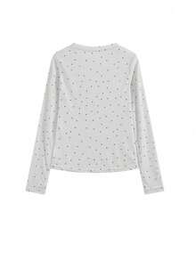 Pullover Polkadot Baru Musim Panas Lembut & Nyaman Pas Badan Minimalis Leher Bulat Gaya Korea Pelindung Matahari Lapisan Dasar Atasan Lengan Panjang Kasual Musim Semi Putih - Putih - View 6