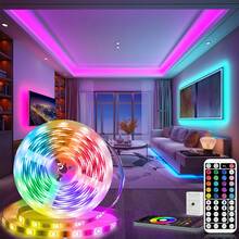Tira de luz LED de 3 pies a 100 pies para decoración del hogar, equipada con control remoto de 44 teclas y control por aplicación, con temporizador y atenuación sincronizada con música, luz RGB de cambio de color adecuada para decoración de dormitorio, vacaciones, decoración de habitación, decoraciones de pared - luz policromática - Ver 11