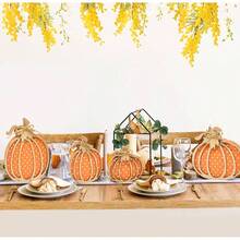 4 Pcs Thanksgiving Pumpkin Wooden Table Decorations Fall Decor Autumn Farmhouse Sign Rustic Tiered Tray Centerpieces Harvest Pumpkins Tabletop Sign