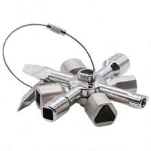 10-In-1 Triangle Key Wrench Multifunction Electric Control Box Triangle Key Wrench / Elevator Door Valve Cross Ratchet Wrench - Silvery - View 8