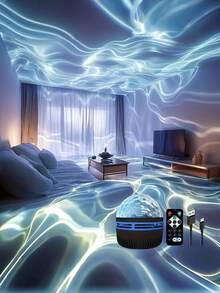 Ocean Wave Projector, Bedroom Night Light Projector, Water Lamp Suitable For Adult Game Room, Home Theater, Ceiling, Room Decor, Christmas Gift, Valentine's Day Gift, Camping Wedding Decor, Halloween Christmas Decor, With 7 Color Patterns And Remote Control, USB Powered, No Battery Included