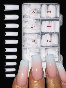 500PCS Half Cover False Nails Tips Acrylic Nail Tips 10 Sizes Lady French Style Acrylic Artificial Tip Manicure With Box For Nail Tips Art Salons And Home DIY