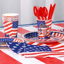 170pcs Independence Day Disposable Tableware Set,4th Of July Disposable Tableware Set Including Disposable Plates, Paper Towels, Paper Cups, Knives, Forks, Banners, Tablecloths,Patriotic With Statue Of Liberty Design, Ideal For BBQs,Picnics,Outdoor Gatherings,Family Reunions - 老鷹(日) - 查看 5