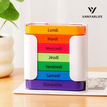Boîte à médicaments française à 28 compartiments, 7 couches avec 4 compartiments par couche, solution de rangement organisée pour les médicaments quotidiens - Multicolore - Voir 1