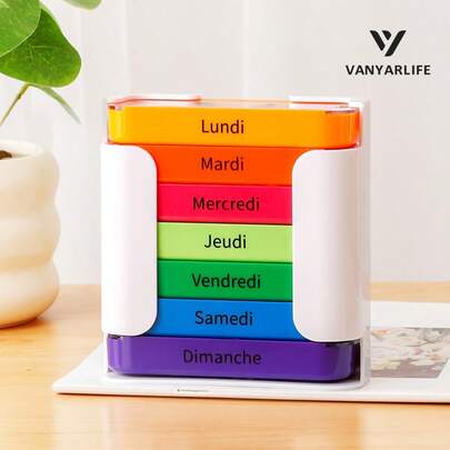 28-Compartment French Medication Box, 7 Layers With 4 Compartments Per Layer, Organized Storage Solution For Daily Medication