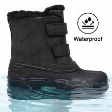 Botas de nieve de invierno para niños y niñas, impermeables y con forro de piel (para niños pequeños) - Negro - Ver 7