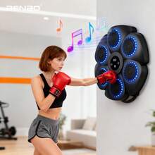 BENBO 智能蓝牙连接音乐拳击靶，升级版，男女通用，音乐拳击健身训练器材。壁挂式设计，节省空间，适合家庭和健身房使用。是圣诞节、新年、感恩节和其他节日的绝佳礼物之选。