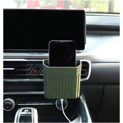 Car Vent Organizer, Self - Adhesive Vehicle Dashboard Storage Box Organizer With Hook Coins Keys, Multi - Functional Auto Vent Cell Phone Holder, Universal Fit Green