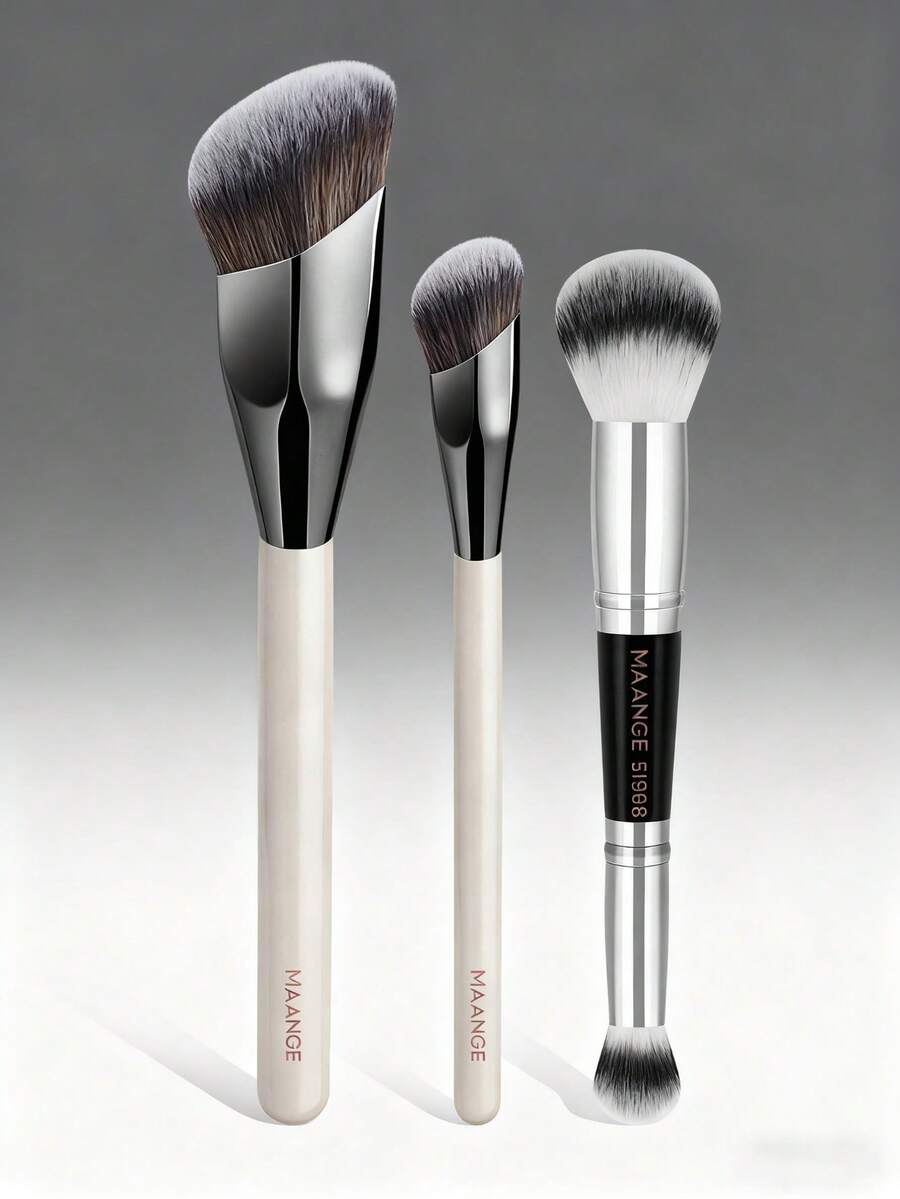 MAANGE 3件套专业化妆刷套装，包含粉底刷、遮瑕刷、高光刷、眼影刷、腮红刷、修容刷，刷毛柔软，便携易用，旅行化妆刷套装，送给女性和女孩的礼物，化妆刷套装，化妆刷套装，化妆刷套装，全套化妆刷套装，化妆刷套装，化妆刷套装，化妆礼品套装，赠品，专业化妆刷，全套化妆刷