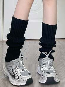 4 Pairs/Set Women's Solid Rib Knit Warm And Versatile Leg Warmers For Autumn & Winter, Color Random, Y2k, Cozy - Multicolor - View 9