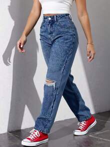 Women Jeans - 深藍色 - 查看 2