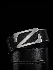 1pc Men's Fashionable Luxury Smooth Buckle Classic Letter Pattern Belt, Versatile Holiday Essential, Suitable For Family, Gifts, Vacation And Festivals, Ideal Holiday Gift - Multicolor - View 15