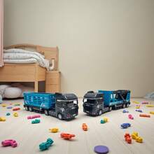 玩具，玩具车，儿童玩具车，儿童玩具车辆，卡车，卡车模型，惯性动力推拉，男孩游戏，男孩玩具，互动玩具，节日礼物，生日礼物，圣诞节，万圣节，拖车，集装箱卡车，运输车辆