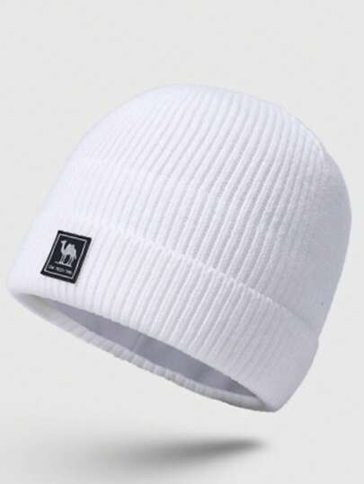 CAMEL CROWN 驼色针织帽，百搭保暖，四季皆宜，月牙形，防风，大号头围，白色羊毛帽，保暖帽