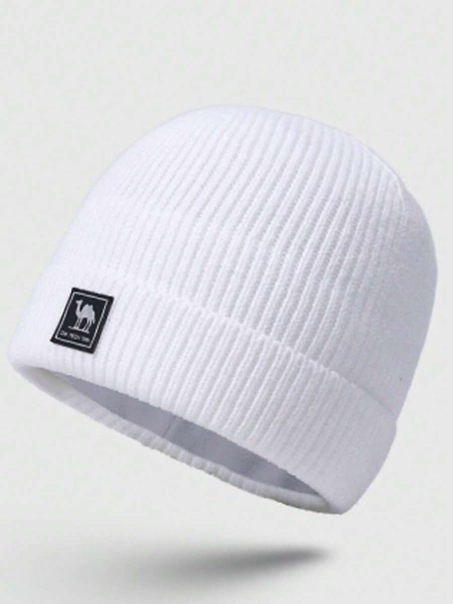 CAMEL CROWN 驼色针织帽，百搭保暖，四季皆宜，月牙形，防风，大号头围，白色羊毛帽，保暖帽