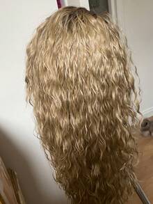 Remy Human Hair 13x4 HD Deep Wave Lace Front Wigs Human Hair Free Part Brazilian Ash Blonde Ombre Curly Wig Human Hair 250 Density With Baby Hair Ombre Hair Natural Hairline Glueless Wigs For Women Long Human Hair Lace Wig - 根染&漸變色 - 查看 6