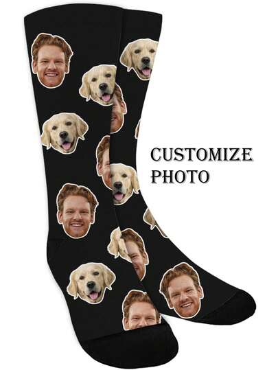 1pc Custom Face Socks For Dog Cat Lover Gifts Personalized Socks Gifts For Women Men, Gift For Christmas, Birthday And Anniversary