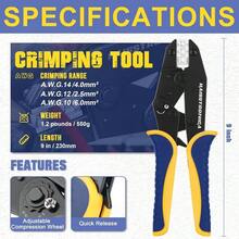Crimping Heat Shrink Connectors - AWG 22 - 10 Ratchet Wire Terminal Crimper - Ratcheting Crimper Tools - Available Insulated Nylon Connectors And Electrical Wire Connectors - 8327 - 用於太陽能連接器 - 查看 2