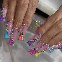 6 Grids Kit Nail Decoration Mix Size Nail Diamond Flatback Rhinestone Glue Strass Diy Bling Stickers Skin Non Hotfix Crystals - 彩色 - 查看 5