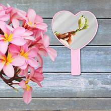 Heart Shaped Travel Handheld Mirror, Heart Shaped Makeup Handheld Mirror With Handle, Portable Travel Mirror For Valentine's Day Gift, Compact Solid Color Makeup Mirror, Pocket Makeup Mirror, Handheld Portable Makeup Mirror, Mini Makeup Mirror, Pocket Mirror, Portable Handheld Mirror, Dressing Mirror For Small Mirrors, Women's On-The-Go, Desktop Desktop Small Mirror For Student Dormitory