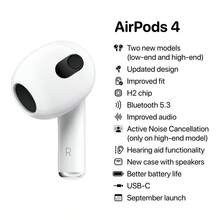 Apple AirPods 4 With USB-C Charging Case (4th Generation) - White (MXP63LL/A) - trắng - Xem 3