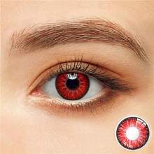 JeweLens 1pair Cosplay Color Contact Lenses Anime Red Coloured Pupil Halloween Costume Cosplay - Red - View 5