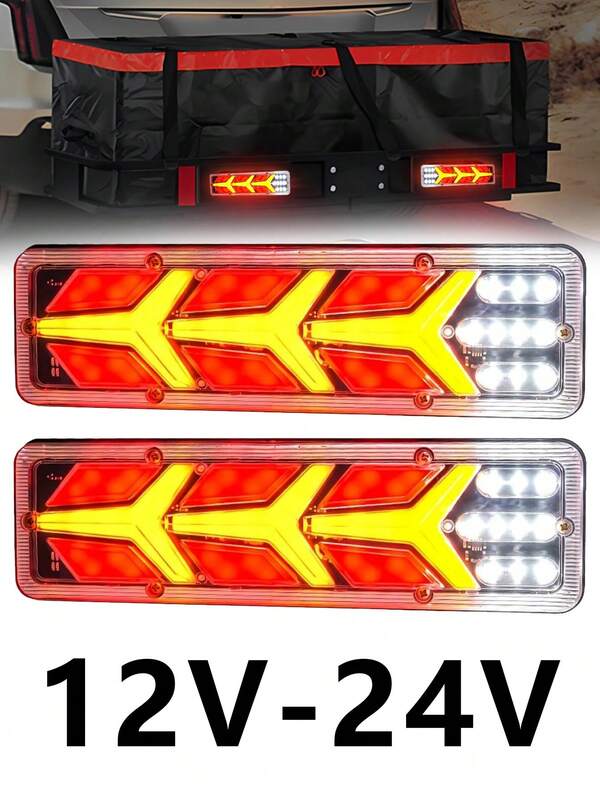 2 unidades de Tira de luz LED móvil para remolque, luz auxiliar para dirección y freno de estacionamiento, apta para automóviles, camiones, remolques, luces de barco