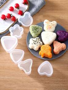 1件/3件/7件套DIY便当模具，黄色寿司模具，创意造型模具，三角形饭卷和蔬菜卷模具，饭卷和蔬菜卷模具，心形模具，梅子形模具，泰迪熊模具，面包模具，烘焙工具，厨房小工具，用于制作饭卷、蔬菜卷、面包、蛋糕装饰 - 彩色 - 查看 3