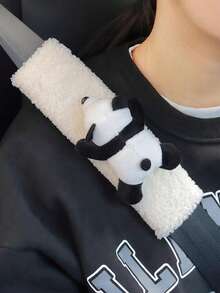1-3 Coprivolante per auto a tema panda, protezione per le spalle, coprimanubrio in peluche caldo, accessori decorativi per interni auto