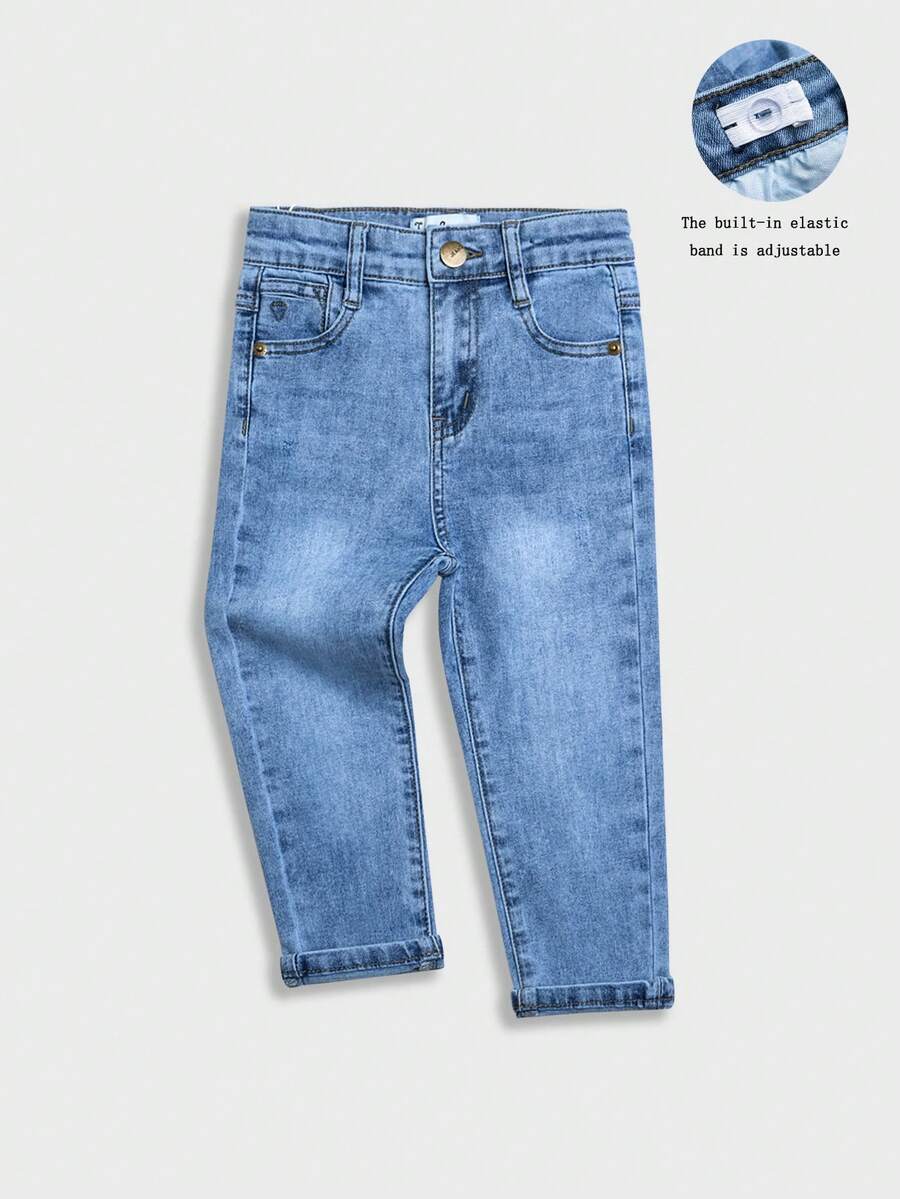 Boys' Fashion Distressed Denim Jeans, Cotton Stretch Casual Comfortable Fit, Light Blue Wash