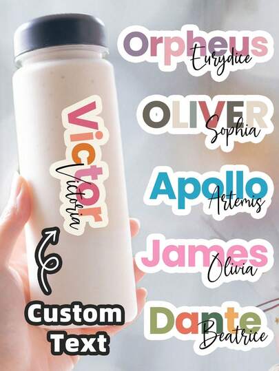 1~10PCS Personalized Custom Name Tag Stickers, Custom Colorful Cartoon Font Decals, Custom Water Bottle Stickers.
