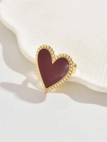 1pc Casual Exaggerated Red Heart Shaped Ring For Women, Suitable For Holiday Gifts And Daily Wear