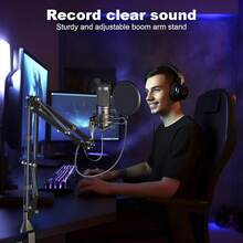 Aokeo USB Computer Microphone, Noise-Cancelling Recording Desktop Mic For PC/Laptop For Online Chatting, Home Studio, Podcasting, Gaming, ,  With Mute Function(Windows/) - Ak-60 - View 7