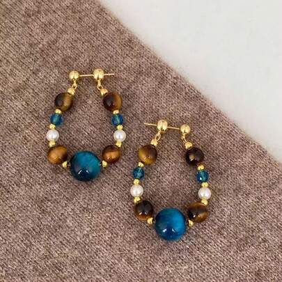 2025新款复古珍珠小众设计感高端奢华撞色串珠耳环女款秋季