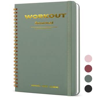 男女通用无日期健身训练日志，A5尺寸（8.5英寸 x 6.7英寸）健身训练计划本，训练日志簿，用于追踪、激励和实现您的健身目标