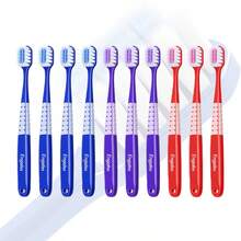 10pcs Adult Medium Toothbrushes. Whitening Toothbrush With Spiral Medium Bristles, Suitable For Stains From Smoking, Tea And Coffee. Deep Plaque Removal. Rounded Bristle Tips, Suitable For Gentle Cleaning - Xanh đậm - Xem 2