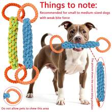 1pc Heavy-Duty Chewproof Dog Rope Toy - Bite-Resistant Dental Cleaning Rope With Double Handle Knot, Tough Chew Toy For Aggressive Chewers, Interactive Tug-Of-War Game, Compatible With All Dog Breeds (Orange/Blue) - Ideal Puppy Teething Toy, Rope Dog Toy Recommended For Small And Medium Dogs