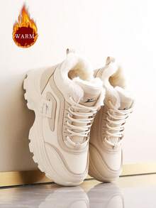 Zapatos de invierno para mujer, ligeros y cómodos, con diseño delicado y forro térmico, suela gruesa y cálida, zapatillas casuales de caña alta para mujer