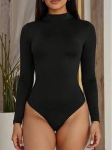 Women's Suplex Body Kit Long Sleeve High Neck Cacharrel Second Skin Premium Fashion Bory Bore - Bộ đồ liền thân / Trắng - Xem 5