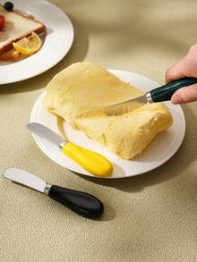 1pc Stainless Steel Ceramic Handle Butter Knife, Butter, Jam, Cream, Cheese Spreader