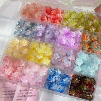 50Pcs/Bag Approximately 10mm Plum Blossom-Shaped Three-Dimensional Beads, Suitable For Decorating Bracelets, Necklaces, Keychains, Decorative Accessories, DIY Decorative Beads