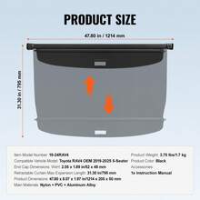 Cubierta de carga retráctil   paraRAV4 2019-2024 Cubierta de maletero trasera mejorada - RAV4 2019-2024 - Ver 7