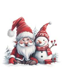 Christmas Bathroom Decoration Sticker, 1pc Self-Adhesive Removable PVC Wall Decal, Contemporary Style Santa And Snowman Toilet Tattoo, Holiday Party Atmosphere Decor, Christmas And New Year Non-Electric Accessory Without Feathers