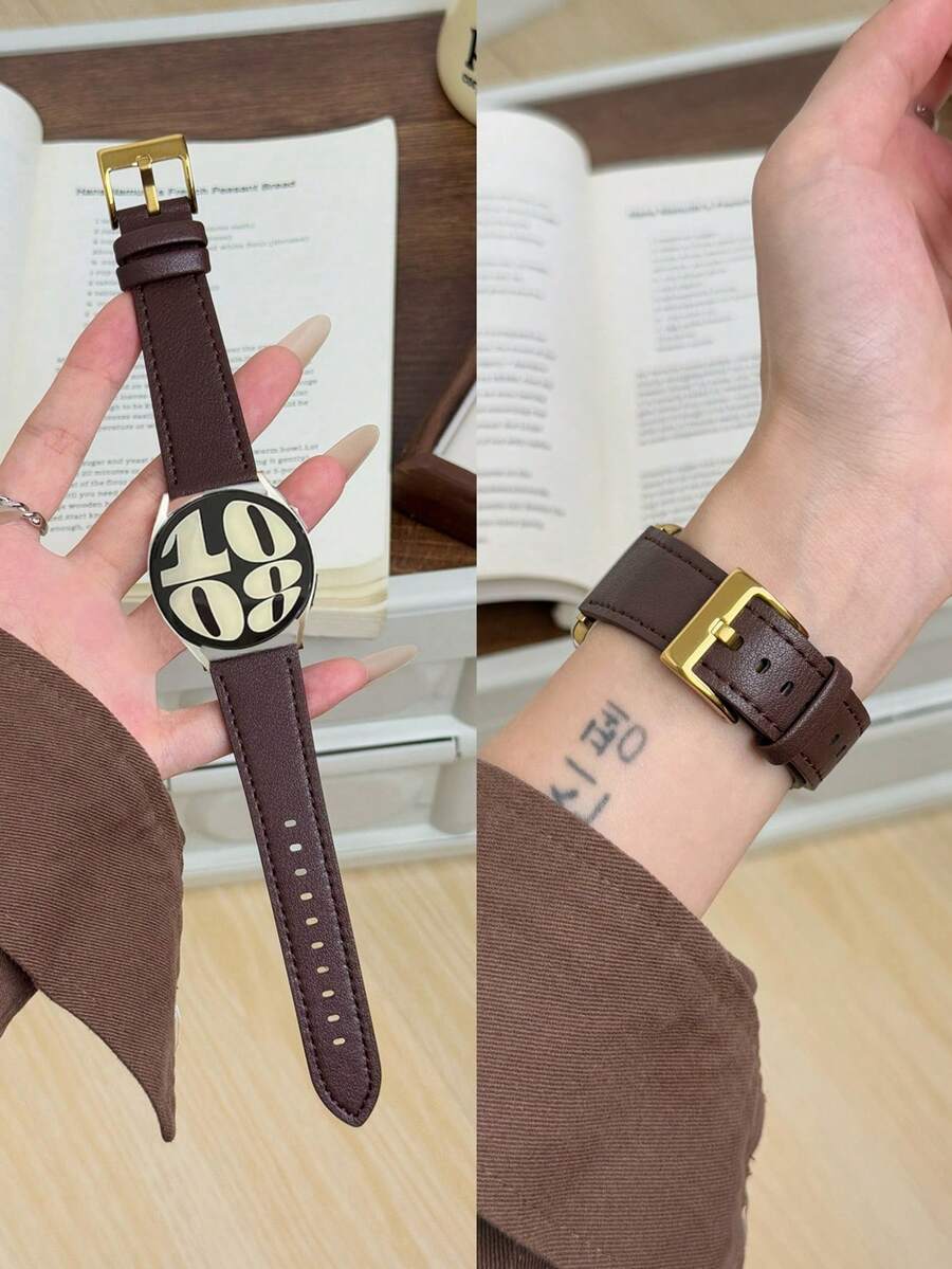 1条真皮表带，兼容三星Galaxy Watch 7、Galaxy Watch 5、Galaxy Watch 6、Galaxy Watch 4，尺寸：40mm、42mm、43mm、44mm、45mm、46mm、47mm、20mm、22mm，金色 - Havane Golden - 查看 1